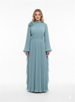 KENZEL KENDİNDEN AKSESUARLI ABİYE ELBİSE