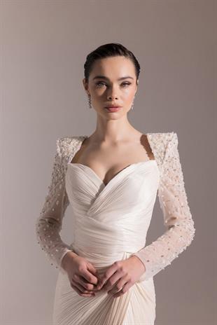 KENZEL KOLLARI DANTEL TAŞLI PLİSELİ ABİYE ELBİSE