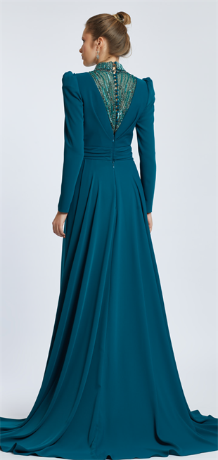 KENZEL FRONT AND BACK TULLE DETAILED EVENING DRESS