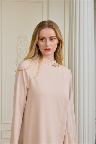 Merwe by moodbasic DANTELLİ ŞİFON FIRFIRLI KREP TAKIM