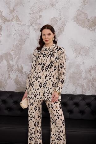 Merwe by moodbasic ETNİK DESENLİ İŞLEMELİ CUPRA TAKIM