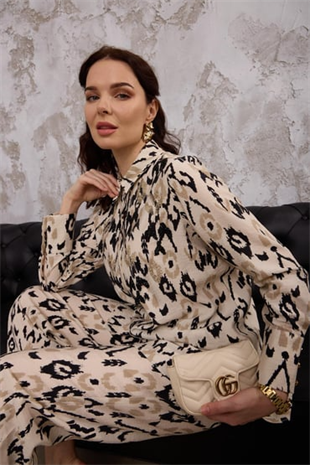 Merwe by moodbasic ETNİK DESENLİ İŞLEMELİ CUPRA TAKIM