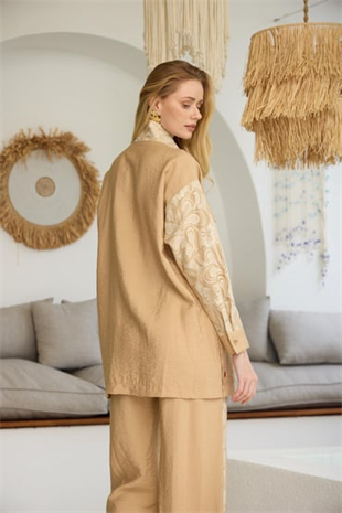 Merwe by moodbasic GOLD DANTELLİ İŞLEMELİ CUPRA TAKIM