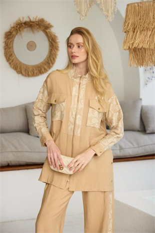 Merwe by moodbasic GOLD DANTELLİ İŞLEMELİ CUPRA TAKIM