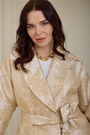 Merwe by moodbasic Parlak Brokar Pantolon