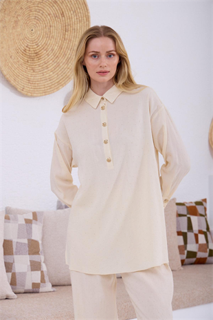 Merwe by moodbasic ŞEFFAF TAŞLI CUPRA KETEN TAKIM