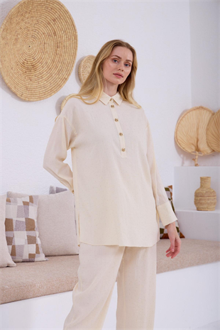 Merwe by moodbasic ŞEFFAF TAŞLI CUPRA KETEN TAKIM