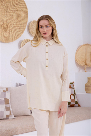 Merwe by moodbasic ŞEFFAF TAŞLI CUPRA KETEN TAKIM