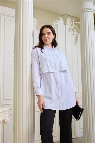 Merwe by moodbasic SERPME TAŞLI NERVÜRLÜ GÖMLEK