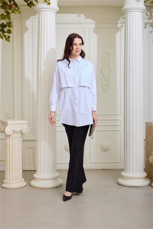 Merwe by moodbasic SERPME TAŞLI NERVÜRLÜ GÖMLEK