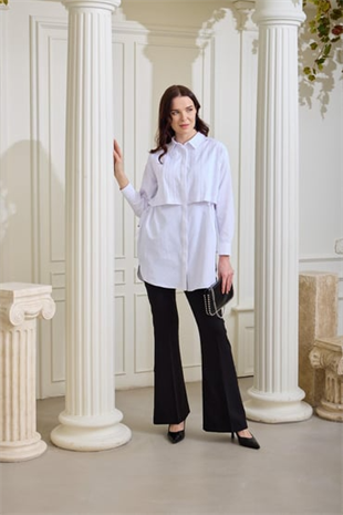 Merwe by moodbasic SERPME TAŞLI NERVÜRLÜ GÖMLEK