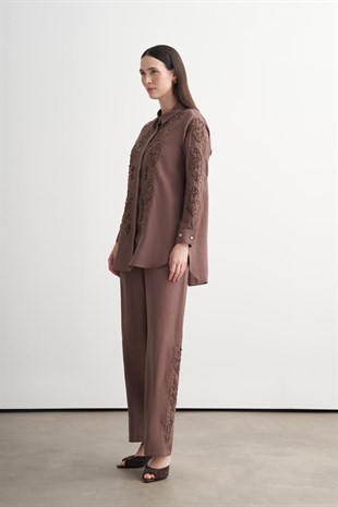 Merwe By Moodbasic KRİSTAL BONCUK İŞLEMELİ NAKIŞLI TAKIM