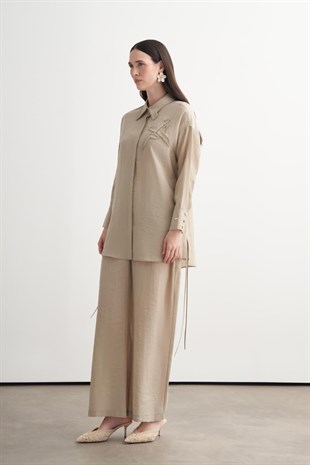 Merwe By Moodbasic YAKA DETAYLI İŞLEMELİ CUPRA TAKIM
