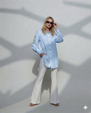 MİARUJ KOLLARI PAPAĞAN TAŞLI GÖMLEK