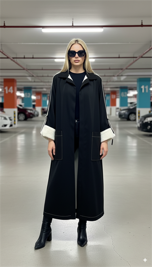 MİARUJ PELUŞ ASTARLI BİYELİ UZUN TRENCH