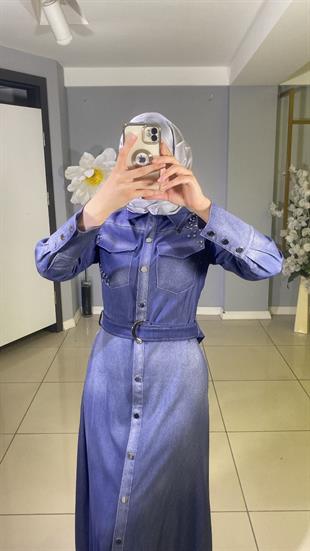 MİARUJ TAŞLI KOT ELBİSE