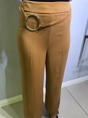 MİMYA ÖNDEN YIRTMAÇLI PANTOLON- CAMEL