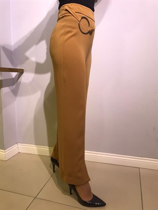 MİMYA ÖNDEN YIRTMAÇLI PANTOLON- CAMEL