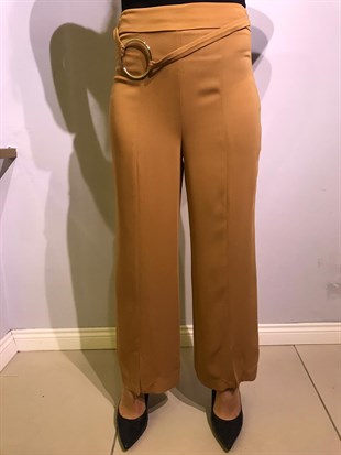 MİMYA ÖNDEN YIRTMAÇLI PANTOLON- CAMEL