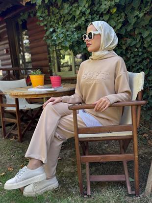 MOODBASIC APLİKE NAKIŞLI KAPÜŞONLU O YHŞO TAKIM