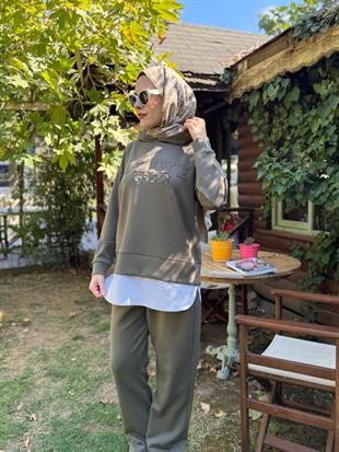 MOODBASIC APLİKE NAKIŞLI KAPÜŞONLU O YHŞO TAKIM