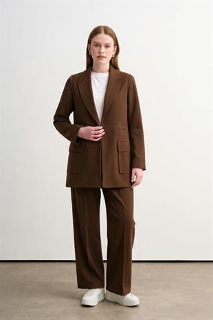 MOODBASIC BELİ BÜZGÜLÜ ÖRME CEKETLİ TAKIM