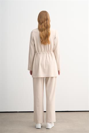 MOODBASIC BELİ BÜZGÜLÜ ÖRME CEKETLİ TAKIM