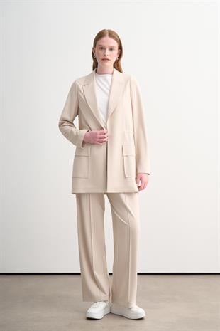 MOODBASIC BELİ BÜZGÜLÜ ÖRME CEKETLİ TAKIM