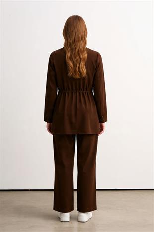 MOODBASIC BELİ BÜZGÜLÜ ÖRME CEKETLİ TAKIM