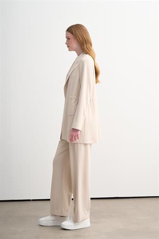 MOODBASIC BELİ BÜZGÜLÜ ÖRME CEKETLİ TAKIM