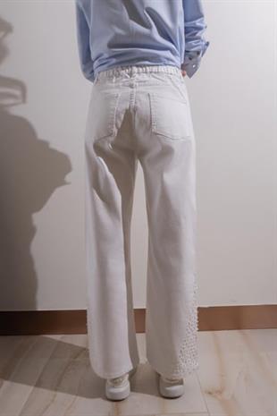 MOODBASIC BONCUK İŞLEMELİ PALAZZO DENİM PANTOLON