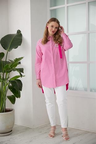 MOODBASIC CEBİ PULLU ÇİZGİLİ GÖMLEK