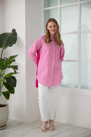 MOODBASIC CEBİ PULLU ÇİZGİLİ GÖMLEK