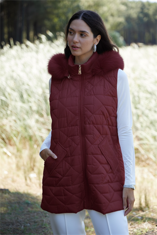 MOODBASIC CEBİ TAŞLI KÜRKLÜ KAPİTONE YELEK