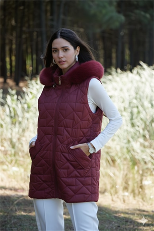 MOODBASIC CEBİ TAŞLI KÜRKLÜ KAPİTONE YELEK