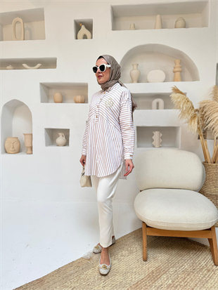 MOODBASIC ÇİZGİLİ PAMUK GÖMLEK