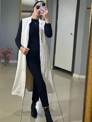 MOODBASIC BÜYÜK BEDEN DERİ DETAYLI YELEK