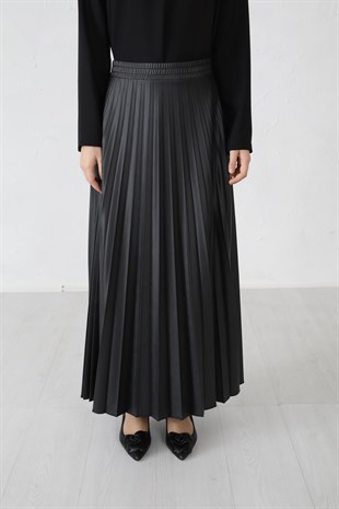 MOODBASİC DERİ PLİSOLE ETEK