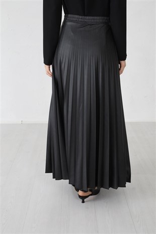 MOODBASİC DERİ PLİSOLE ETEK