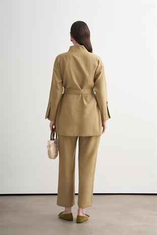 Moodbasic DÜĞME DETAYLI BAMBU KETEN TAKIM