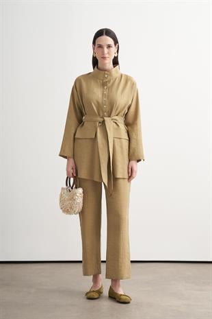 Moodbasic DÜĞME DETAYLI BAMBU KETEN TAKIM