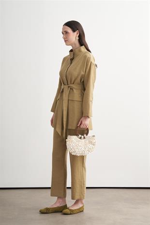 Moodbasic DÜĞME DETAYLI BAMBU KETEN TAKIM