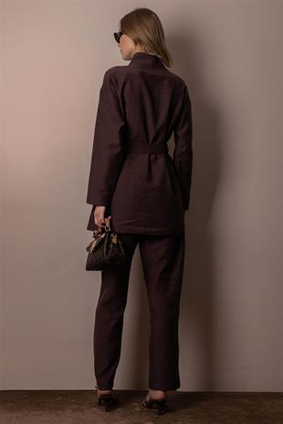 Moodbasic DÜĞME DETAYLI BAMBU KETEN TAKIM