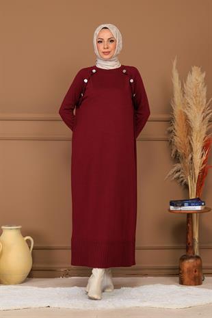 MOODBASİC DÜME DETAYLI SOĞUK MERSERİZE TRİKO ELBİSE