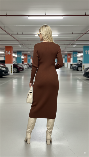 MOODBASİC DÜME DETAYLI SOĞUK MERSERİZE TRİKO ELBİSE