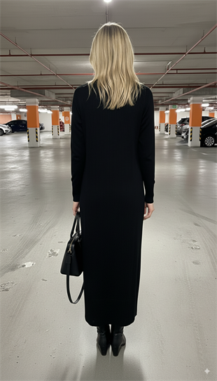 MOODBASİC DÜME DETAYLI SOĞUK MERSERİZE TRİKO ELBİSE