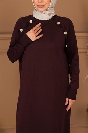 MOODBASİC DÜME DETAYLI SOĞUK MERSERİZE TRİKO ELBİSE