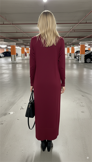 MOODBASİC DÜME DETAYLI SOĞUK MERSERİZE TRİKO ELBİSE