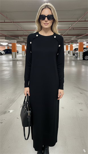 MOODBASİC DÜME DETAYLI SOĞUK MERSERİZE TRİKO ELBİSE