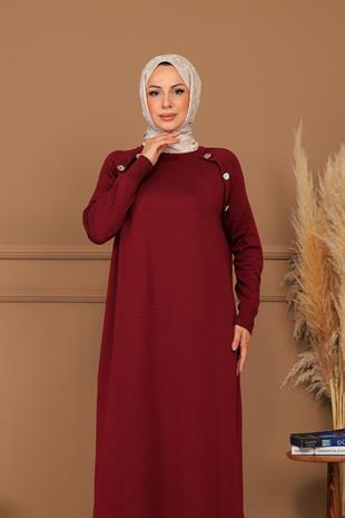 MOODBASİC DÜME DETAYLI SOĞUK MERSERİZE TRİKO ELBİSE